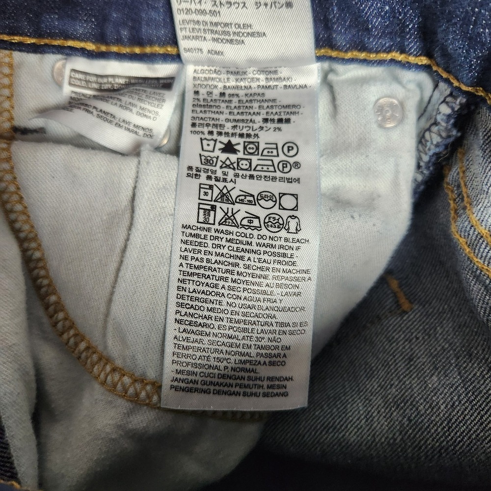 Levis 513 Jeans Men 32x31 Blue Dark Wash Slim Straight Denim Embroidered Skater‎ - Picture 6 of 9